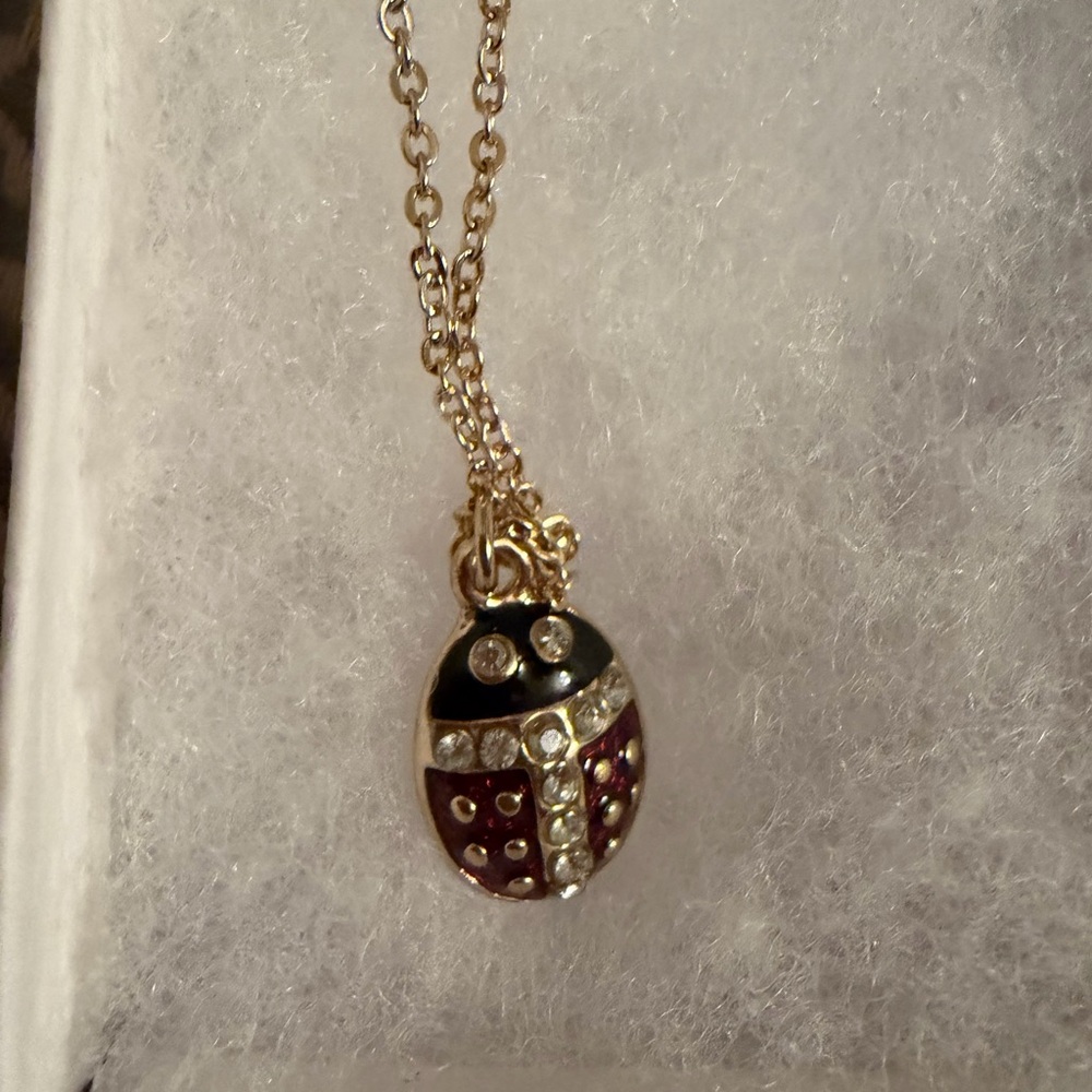 Chic Gold and Black Ladybug Pendant Necklace